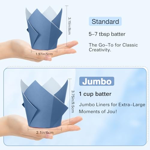 Havawish 500 Pcs Jumbo Gradient Blue Tulip Cupcake Liners, Party Cupcake Baking Liners Greaseproof Wrappers Muffin Liner Holders for Wedding Birthday Baby Shower Holiday Party Baking Cups - Image 3