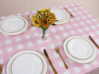 Kesfey 12 Packs Pink Gingham Tablecloth 54 x 108 Inches Pink and White Checkered Table Cloths Party Picnic Disposable Table Covers Splashproof Plastic Checkered Gingham Tablecover for Dinners Party - Image 7