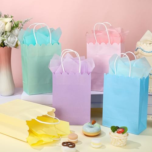 AmazingSpark 50 Pcs Pastel Gift Bags with Handles and Tissue Paper,Classic - Image 3