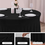 6 Pack Black Spandex Table Skirts for 60 Inch Round Tables, Wedding Party - Image 6