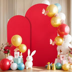 Red Arch Backdrop Cover 2 Set - 7.2FT, 6FT Spandex Fitted Wedding Arch Stand Covers Round Top Chiara Arch Backdrop Stands Cover for Birthday Parties Banquet Photo Background Decoration - Image 7
