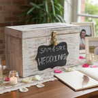 Wooden Wedding Card Box with Slot & Lid | Graduation Card Box | Rustic Vintage Decorations for Reception for Wedding Registry Gifts, Honeymoon Funds & Money | Baby & Bridal Shower -12"X9.5"X5" - Image 3