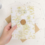 UNIQOOO 50 Pack Light Gold Floral Vellum Jackets&Magnolia Wax Seal Stickers by UNIQOOO