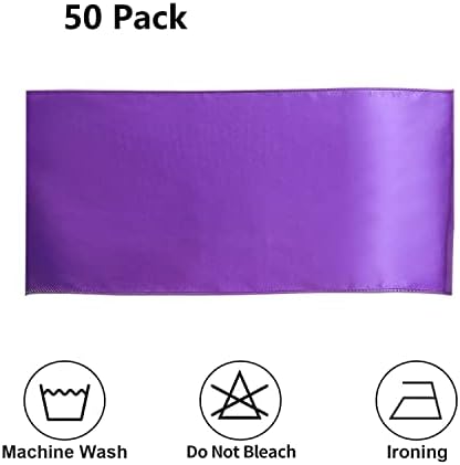 50 Pack Purple Satin Chair Ribbons, Satin Purple Chair Bows Sashes Ties for Wedding Party Birthday Decor - Image 6