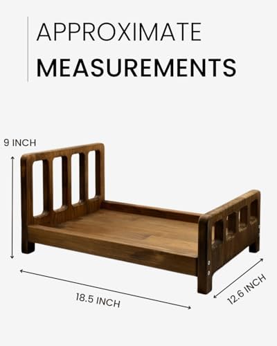 Newborn Photography Props Bed Prop Brown – Rustic Mini Wooden Bed for Baby Photography, Infant Photoshoot Posing Prop for Newborn Sessions - Image 2