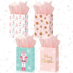 Zhanmai 48 Pcs Pink Christmas Gift Bags with Tissue Paper,Pastel by Zhanmai