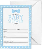Pack of 30, Boy/Boy Baby Shower Party Collection, Baby Shower Invitation Cards, Fill in the Blank Invites WIth Envelopes, Little Man Theme Party Supplies by Inkdotpot