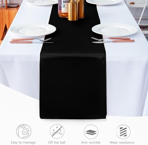 20 Pack Satin Table Runner 12 X 108 Inch Silk Table Runner for Party,Wedding, Birthday, Banquets,Decoration(Black) - Image 3