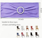 Pack of 50 Spandex Lavender Chair Sashes Bows, Chair Bands Silver Buckles - Image 3