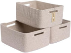 MiniArk Large Storage Baskets for Shelves, 17 x 13 x 7.5” Closet Organizers Bins for Clothes Blanket Towels, Baby Nursery, Toy Baskets Box, Woven Rope Baskets, 3 Packs Mixed Brown by MiniArkStorageBasketsHome