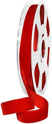 Morex Ribbon Nylvalour Velvet Ribbon, Nylon, 5/8 inch by 11 Yards, Rouge, Item 01215/10-629, 5/8" by 11 yd, by MorexRibbon