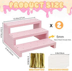 Wood Cake Pop Stands, 3 Tier Lollipop Holders with Twist Ties Lollipop Sticks, Sucker Display Riser for Dessert Table of Wedding Birthday Party (Pink-2P) - Image 2
