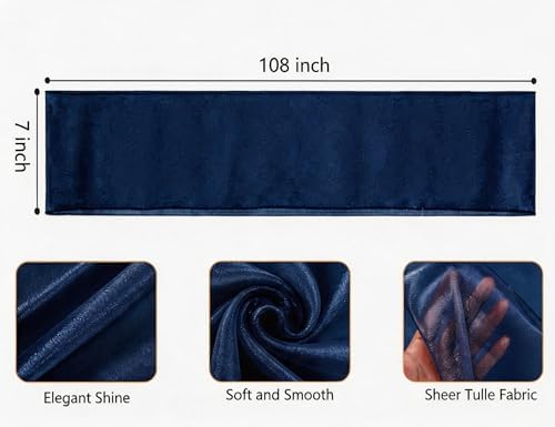 Organza Navy Blue Chair Sashes 50 Pack 7x108 inches Sheer Chair Bows for Wedding Party Birthday Banquet Hotel Restaurant Bridal Shower Baby Shower Event Decorations Tulle Chairs Knots Ties - Image 2