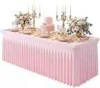 Pink Spandex Tablecloth for 8FT Rectangle Tables, Table Skirt by Baoszty