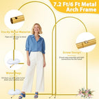 Metal Arch Backdrop Stand and Cover Set of 2, 7.2ft 6ft Gold Party Back drop Arch Stand with Spandex White Background Covers Balloon Garland Kit for Birthday Parties Wedding Ceremony Baby Shower Décor - Image 4