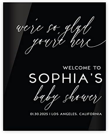 Andaz Press 16"x20" Black Acrylic Personalized Baby Shower Welcome Sign, Gender Neutral Modern Script Large Custom Sign for Easel Stand, Baby Shower Decorations by AndazPress