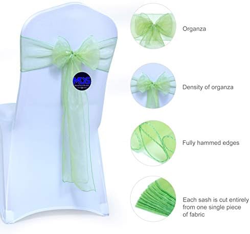 Pack of 100 Organza Chair Sashes for Wedding & Event Décor – Apple Green - Image 3