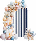 Strip Spandex Arch Backdrop Cover 7.2FT for Balloon Garland Rustic Farmhouse Strip Navy Blue Double-Sided Chiara Backdrop Stand Cover Elastic Fabric Background for Birthday Party Baby Shower Decor - Image 2