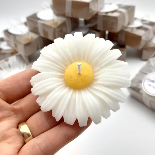 Giftsupstore Wedding Favors for Guests Bulk – 150 Set Elegant Daisy Flower Candles, Custom Bridal Shower Gifts, Baby Shower, Personalized Bachelorette Party Candle Favors, Unique Handmade Floral Decor - Image 6