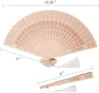 Sepwedd 50 Sets Wooden Hand Fan Baby Shower Party Favors with Organza Bags and Tassels Wooden Folding Fan （Sunflower Pattern） - Image 3