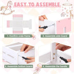 Suzile Baby Shower Crate Wooden Closet Baby Basket Gift,Pink White - Image 4