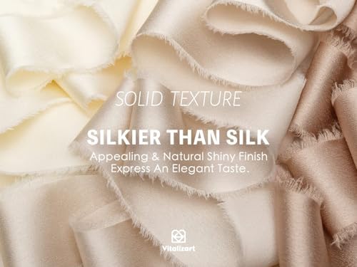 Vitalizart 3 Rolls Handmade Chiffon Silk Ribbon 1 1/2 Inch Nude & White with 3 Rolls Silk Satin Ribbon 1 1/2 inch Champagne & Nude - Image 6