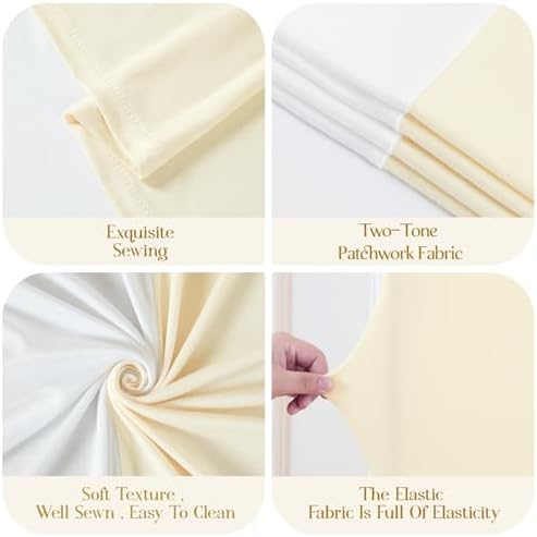 Set of 3 Arch Backdrop Covers Stretchy Spandex White Beige for Boho Wedding - Image 4