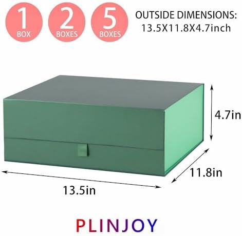 5 Pcs Large Gift Box 13.5x11.8x4.7 Inches, Green Gift Boxes for Presents with Magnetic Closure Lid, Luxury Gift Box Rectangle Collapsible Boxes for Gift Packaging - Image 4
