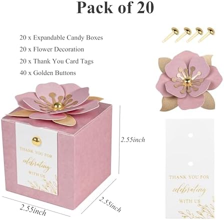 FEIYI 20 PCS Favor Boxes, Dusty Rose, 2.55x2.55x2.55 - Image 2