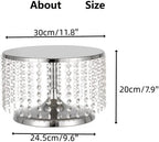 Cake Stand for Dessert Table 12 Inch Silver Crystal Pendants Metal Cake Stand Serves as A Round Dessert Cupcake Display Plate for Table, Wedding, Party, Event - Image 6
