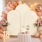 Beige Arch Backdrop Cover Set of 3, 7.2ft 6.6ft 6ft Wedding Arch Covers - Image 3