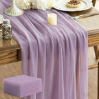 Sheer Chiffon Table Runner 35x120 Inches, Purple 6 Pack by LINNUO+HOURSE
