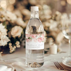 Personalized Water Bottle Labels with Choice of 30 Flower Styles - Choose Font and Pre-Made Phrases or Design Custom Text - LABELS ONLY (015 Pink Roses, 2 inch (8.5x2")) - Image 2