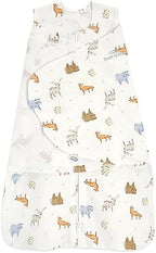 HALO 100% Cotton Sleepsack Swaddle, 3-Way Adjustable Wearable Blanket, TOG 1.5, Forest Friends, Newborn, 0-3 Months by HALO