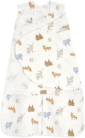 HALO 100% Cotton Sleepsack Swaddle, 3-Way Adjustable Wearable Blanket, TOG 1.5, Forest Friends, Newborn, 0-3 Months by HALO