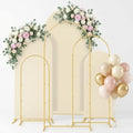 Set of 3 Wedding Arch Backdrop Stand,4+5+6 FT，Small Metal Arch Frame with 3 Beige Backdrop Covers,Easy Setup for Birthday Baby Shower Anniversary Dessert Table Decoration by mekpiwu