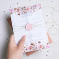 50 Pack Blush Pink Floral Vellum Jackets& Eucalyptus Wax Seal Stickers by UNIQOOO