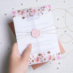 50 Pack Blush Pink Floral Vellum Jackets& Eucalyptus Wax Seal Stickers by UNIQOOO