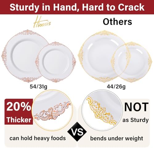 Hioasis 350 Pcs Rose Gold Plates for Party - Image 4