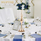 NUPTIO Artificial Flower Centrepieces for Tables - 10 Pcs Navy Blue & White Fake Flowers Roses Balls 9.5in Diameter - Silk Faux Rose Arrangement for Wedding Party Centerpiece Table Decorations - Image 2