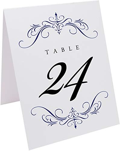 Classic Flourish Table Numbers, Navy, 1-100 - Image 2