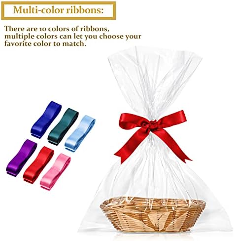 Blulu 12 Pcs Oval Gift Baskets with 6 Ribbons 30 Bags Valentine 9x6x2.24 - Image 4