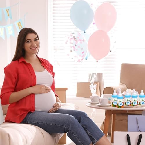 144 Blue Mini Baby Bottles for Baby Shower Favors - Plastic, Vented, Standard Bottle, 5.5 oz, Set of 144 with 500 Stickers - Baby Boy Shower Party Games Decorations - Image 6