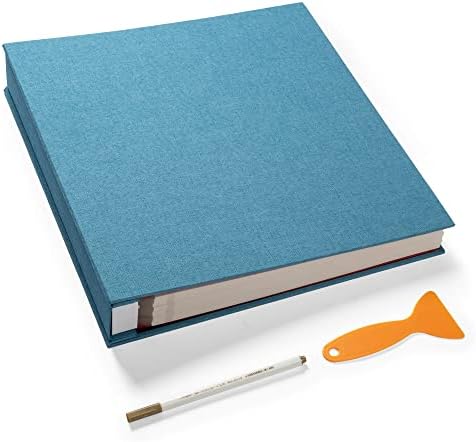 Large Photo Album Self Adhesive 4x6 5x7 3x5 8.5x11 Scrapbook Magnetic Album DIY Scrap Book Length 13 x Width 12.8 (Inches) 120 Sticky Pages Linen Cover DIY Photo Album (Sky Blue) by HoneyTolly