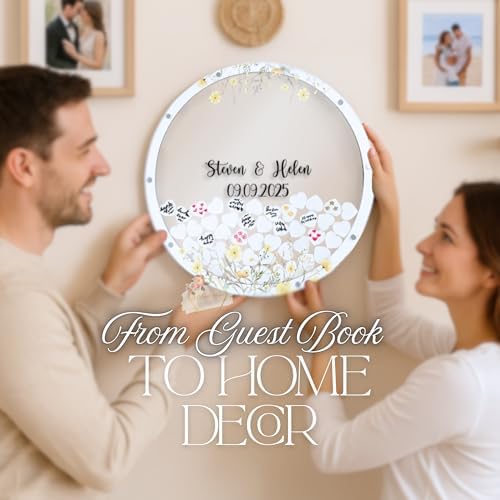 Wedding Guest Book Alternative Drop Box Frame with Floral Heart Tokens - Image 4