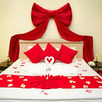 Giant Velvet Bow 32x83 Inch with Drapes Wedding Birthday,Red - Image 6