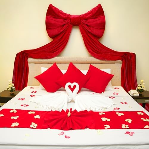 Giant Velvet Bow 32x83 Inch with Drapes Wedding Birthday,Red - Image 6