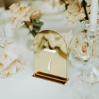 Gold Mirror Table Numbers 1-10 with Stands, 10 Pack 5"x7" Gold Acrylic Arch Sign with Stand Gold Mirror Acrylic Arch Table Numbers for Wedding Reception - Image 4