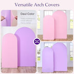 Mermaid Arch Backdrop Cover Sets of 2-7.2ft 6ft Two Tone Pink&Purple Arch Covers-Wrinkle Free Stretchy Spandex Fitted Chiara Pastel Arch Stand Cover for Birthday Unicorn Party Baby Shower Decor - Image 2
