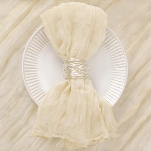 DeZerlor Beige Washable Cheesecloth Napkins Set of 50 for Wedding Party - Image 2